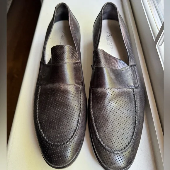 Bacco Bucci Italian brown leather men’s loafers size 11.5 - Picture 1 of 4